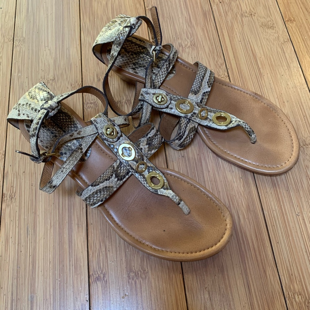 Coach snake skin strappy sandals size 9.5